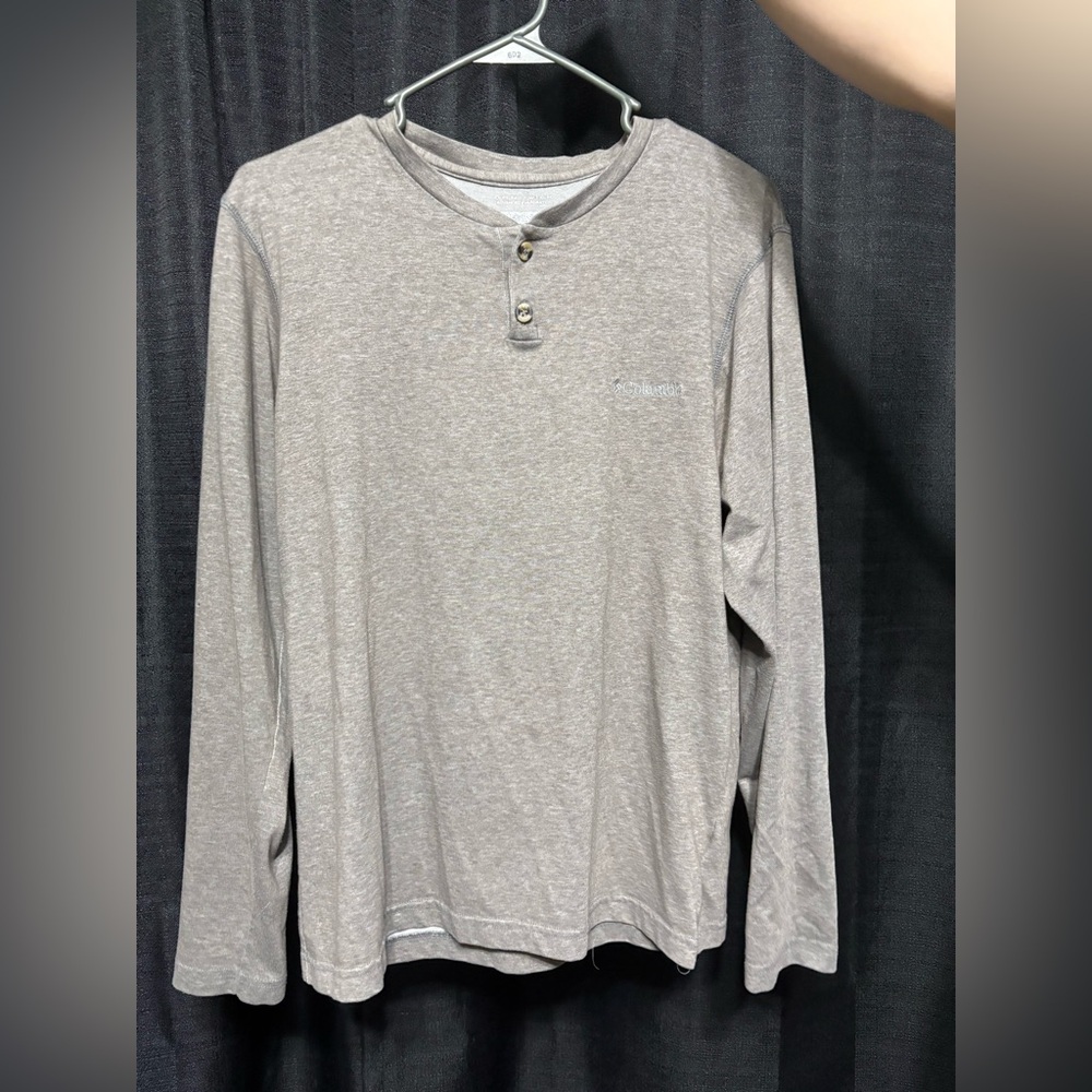 Columbia Men's Heather Gray Long Sleeve Henley
